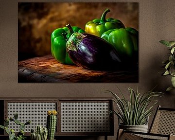 Poivrons et aubergines colorés en vedette sur Poster Art Shop