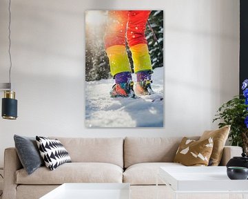 Kleurrijke skikleding in de sneeuw van Poster Art Shop