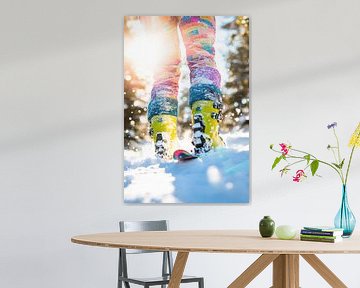 Kleurrijke skischoenen in de zon van Poster Art Shop