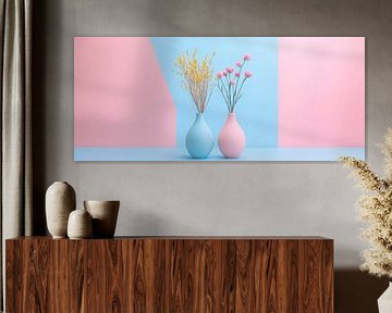 Colourful vases with dried flowers by Poster Art Shop