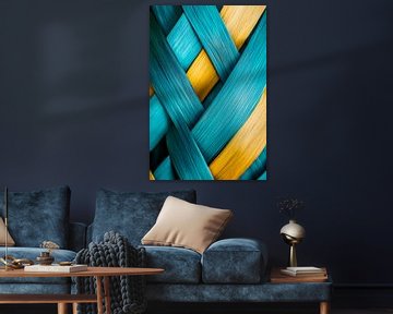 Kleurrijk weefsel van blauwe en gele draden van Poster Art Shop