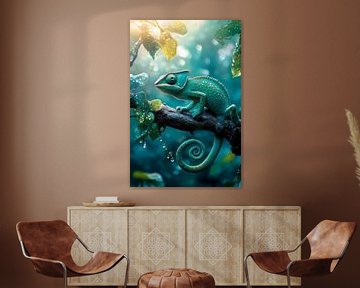 Kleurrijke kameleon in het regenwoud van Poster Art Shop