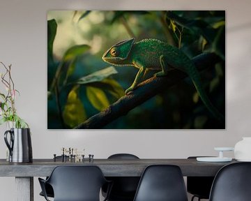 Kameleon in een tropische omgeving van Poster Art Shop