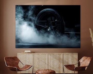 Clouds of vapour from a car tyre by Poster Art Shop