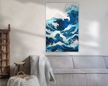 Dramatische Wellen im Ozean von Poster Art Shop