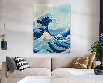 Dramatic waves and mountain scenery by Poster Art Shop