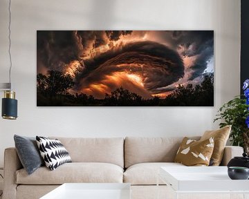 Dramatische wolkenformaties bij zonsondergang van Poster Art Shop