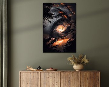 Dramatisch onweer met bliksem van Poster Art Shop