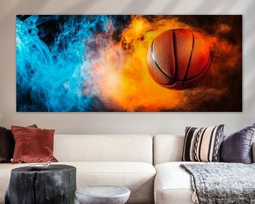 Dynamic basketball in the fog by Poster Art Shop