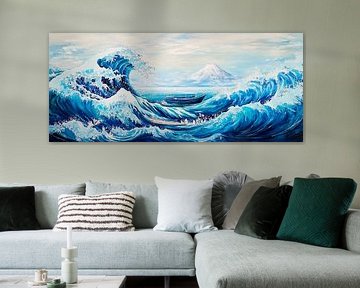 Dynamic wavescape with boat by Poster Art Shop