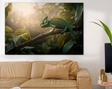 Echse auf einem Ast im Dschungel von Poster Art Shop
