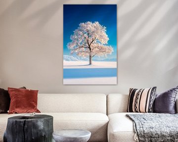 Eenzame boom in een winterdroom van Poster Art Shop