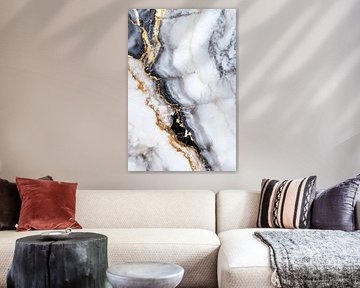 Elegante Marmoroberfläche in Schwarz und Weiß von Poster Art Shop