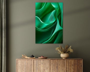 Elegante groene satijnen textuur van Poster Art Shop
