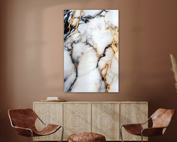 Elegantes Marmor-Muster in Schwarz und Gold von Poster Art Shop