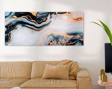 Elegant marble pattern in black and gold by Poster Art Shop