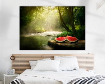 Verfrissende watermeloenen in het bos van Poster Art Shop