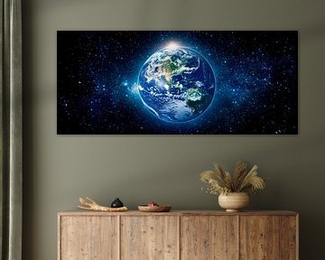 Aarde in een kosmische lichtstraal van Poster Art Shop