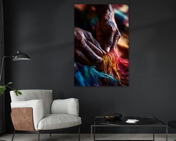 Traditionele verwerking van gekleurde draden van Poster Art Shop