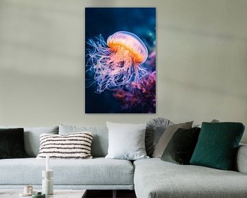 Fascination of the jellyfish in the ocean by Poster Art Shop