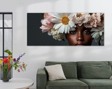 Portrait of a woman with a wreath of flowers by Poster Art Shop