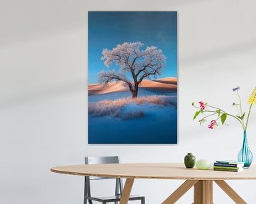 Bevroren boom in een winters landschap van Poster Art Shop