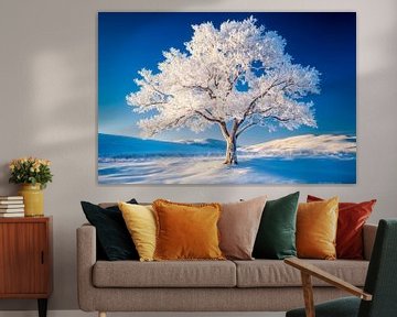 Bevroren boom in een winters land van Poster Art Shop