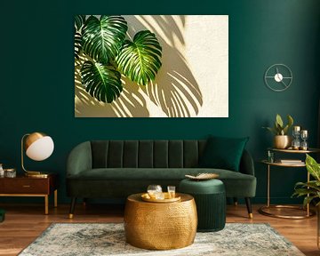 Green Monstera leaves in the light by Poster Art Shop