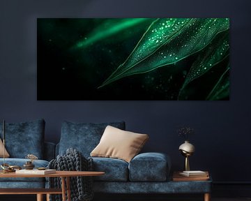 Green leaves with water droplets by Poster Art Shop