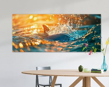 Hai in der Morgensonne schwimmend von Poster Art Shop