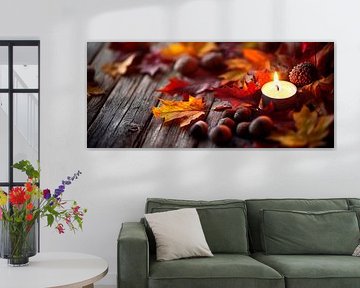 Herbstliche Dekoration mit Kerze von Poster Art Shop