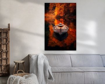 Autumn boat trip on the still lake by Poster Art Shop