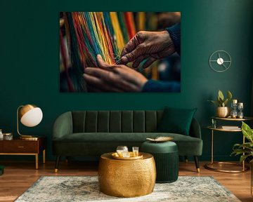 Handen rijgen kleurrijke draden van Poster Art Shop