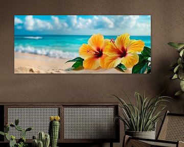 Hibiscus blossoms on the beach paradise by Poster Art Shop