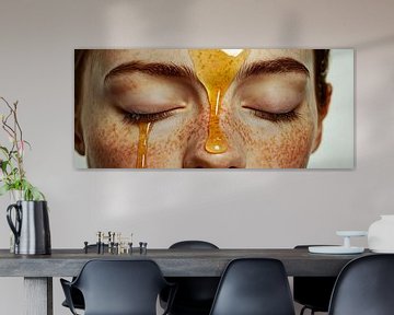 Honey mask on a chapped face by Poster Art Shop