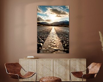 Route horizontale au coucher du soleil sur Poster Art Shop