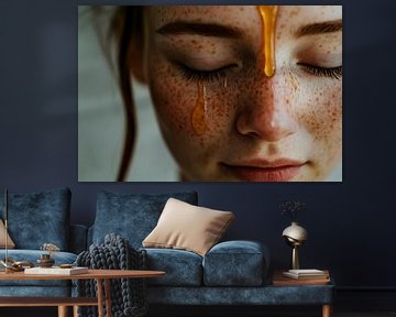 Drops of honey on a cheeky face by Poster Art Shop
