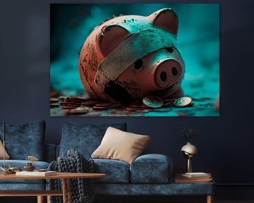 Caper piggy bank with coins by Poster Art Shop