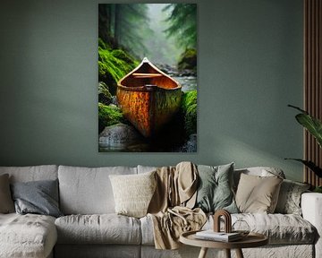 Canoe on the banks of a mystical river by Poster Art Shop