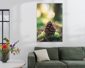 Kegel einer Tannenzapfen im Wald von Poster Art Shop