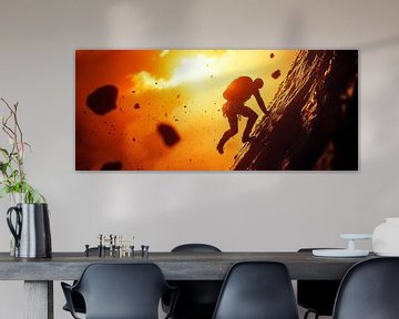 Klimmers voor een dramatische zonsondergang van Poster Art Shop