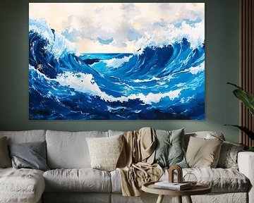 Powerful waves in the ocean by Poster Art Shop