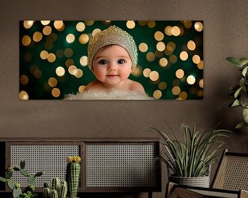 Lachende baby in feeststemming van Poster Art Shop