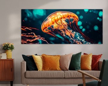 Gloeiende kwallen in de oceaan van Poster Art Shop