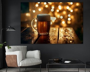 Leuchtendes Bierglas in Abendstimmung von Poster Art Shop