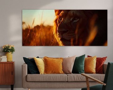 Majestic lion in the evening sun by Poster Art Shop