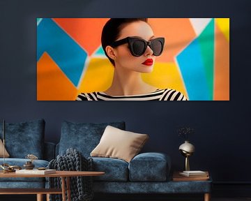 Modern lady in front of a colourful background by Poster Art Shop