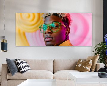 Modischer Mann mit buntem Hintergrund von Poster Art Shop