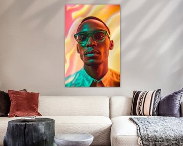 Modischer Mann mit Farbspiel-Effekten von Poster Art Shop