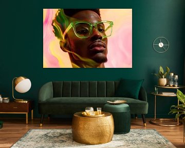 Modischer Mann mit grünen Brillen von Poster Art Shop